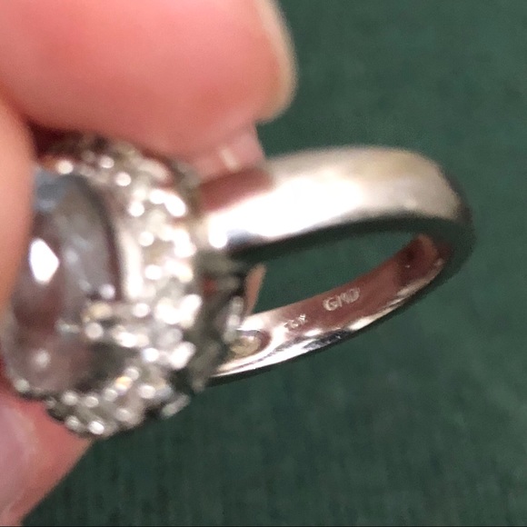 3.4 Carats Aquamarine Diamond White Gold Ring - Picture 8 of 8